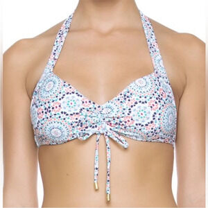 Helen Jon Nantucket Sweetheart Halter Bikini Top Medium Solid Blue Bottom